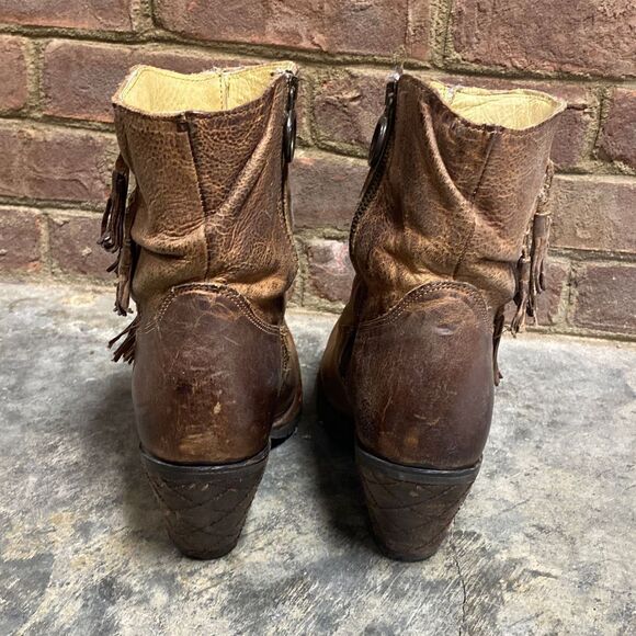 Justin Brown Leather Rustic Cowboy Boots Size 9 - Picture 5 of 12